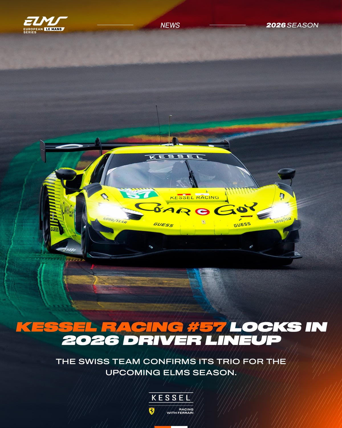 A returning lineup… now with a big new addition for the No. 57 @kessel_ch. 👀 2025 #ELMS Rookie of th