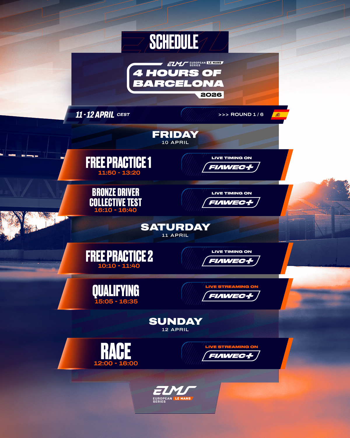 Time to BEGIN! 🔥 The 2026 #ELMS season opens with its first race weekend, and we’re ready to welcome